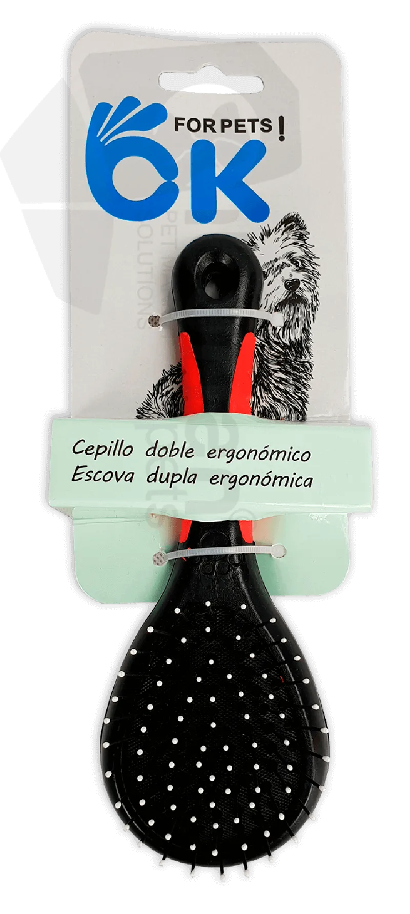 CEPILLO DOBLE ERGONOMICO PARA PERROS (6,5x18cm)