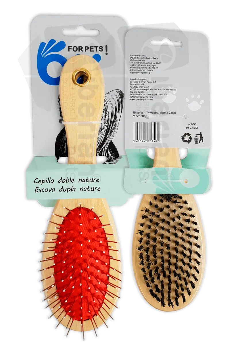 CEPILLO NATURE DOBLE GRANDE PARA PERROS 23x6cm