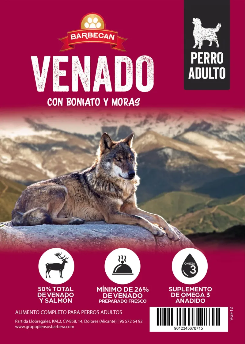 Barbecan Venado con boniato y moras - 12 Kg